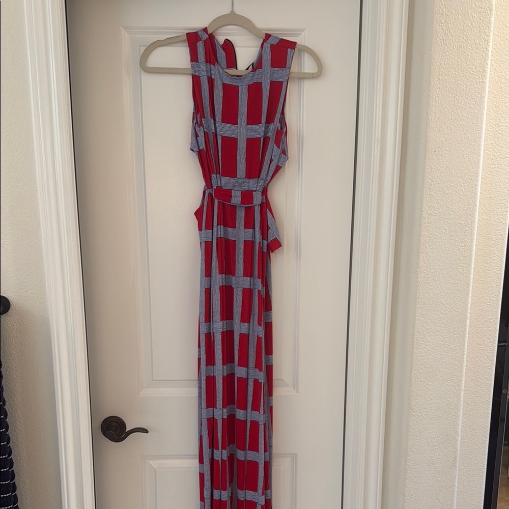 Red and Blue Maxi Dress